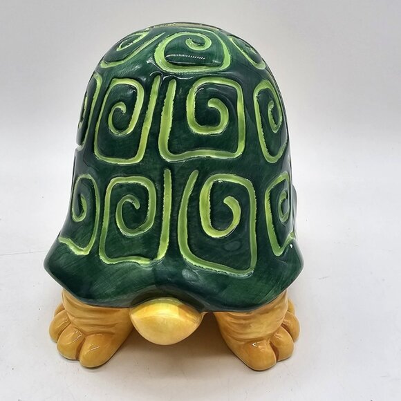Vintage Ceramic Turtle Piggy Bank Kitschy Handmade Children's Nursery - Picture 6 of 12